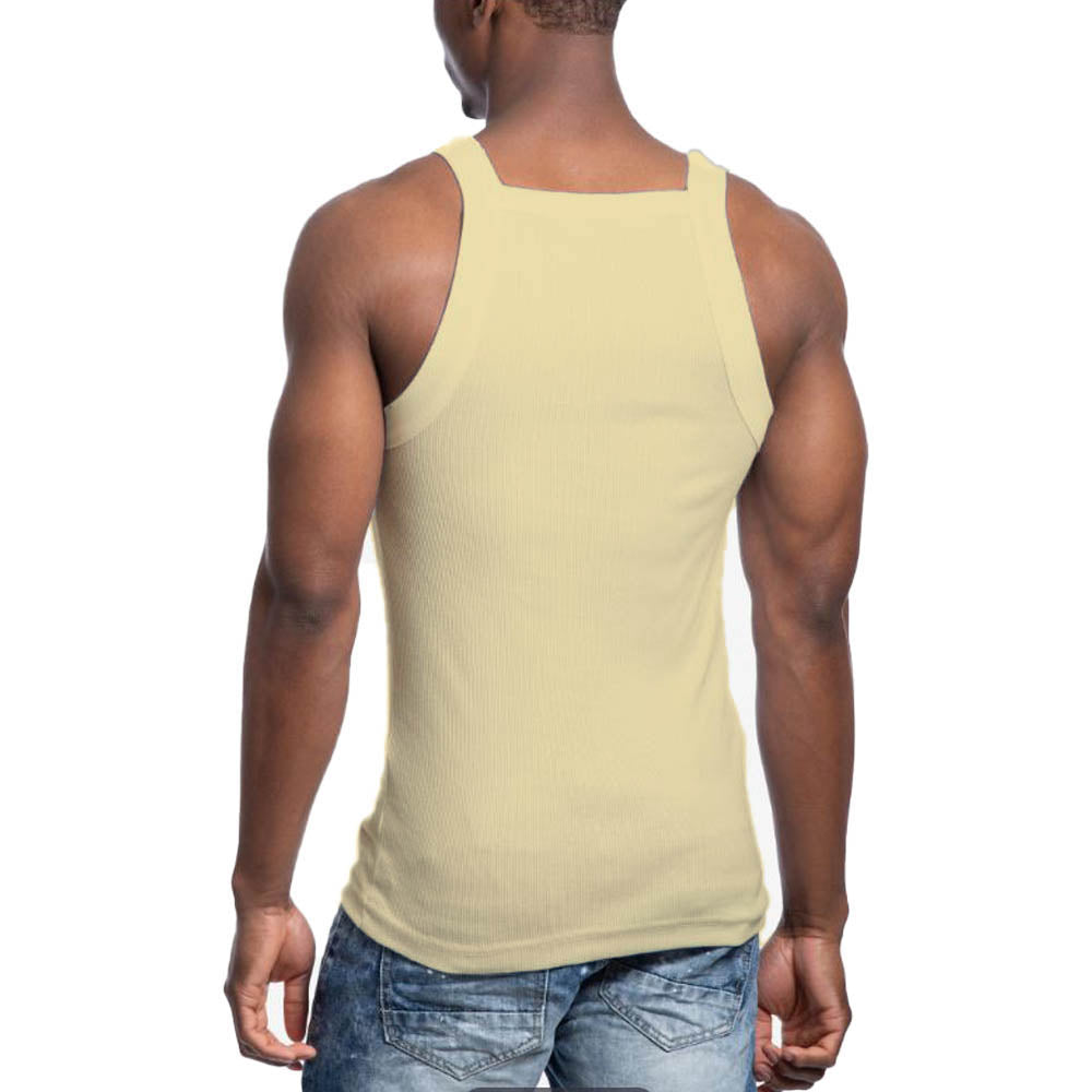 Galaxy by Harvic Men G-unit Solid Colored Medium Weight Tank Top Khaki