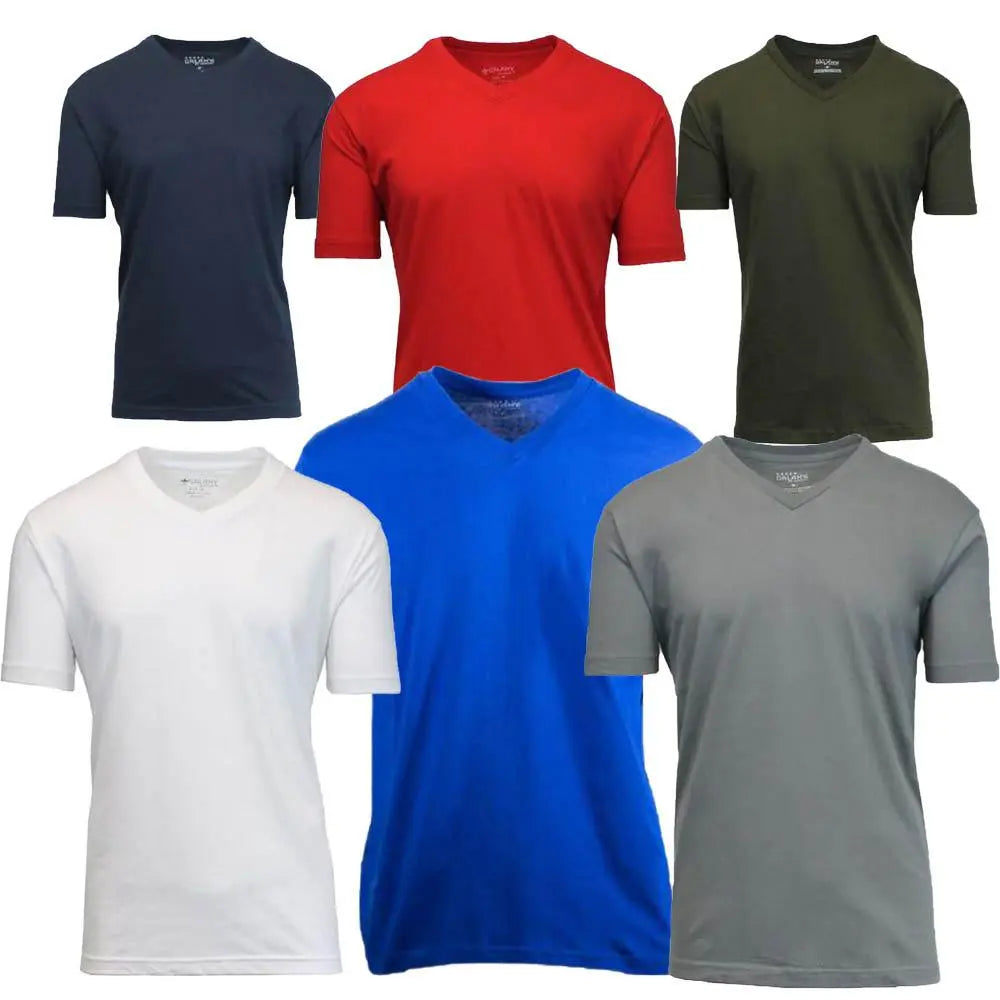 Galaxy by Harvic Men Solid Basic Plain Short Sleeve V-Neck Tees-Nexus Clothing