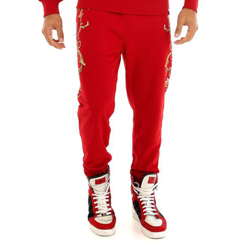 George V Men Baroque Joggers (Red)-Red-XX-Large-Nexus Clothing