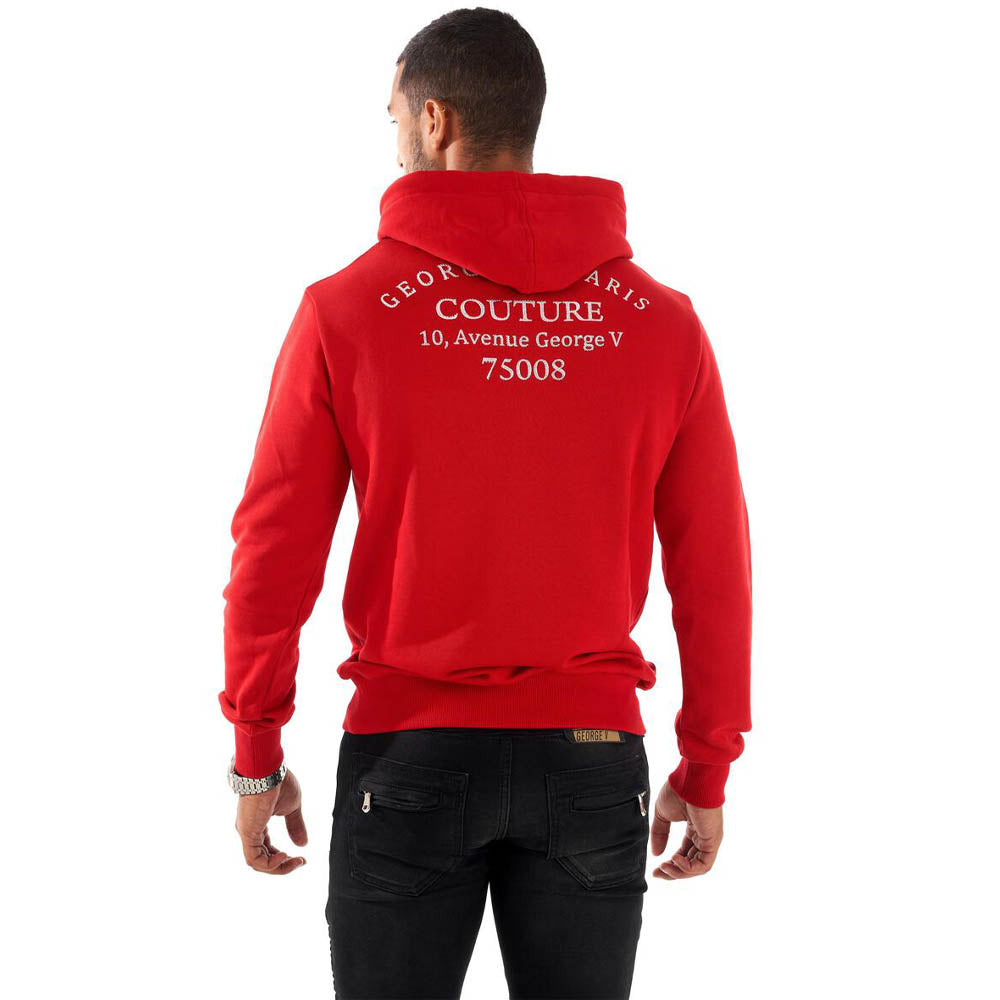 George V Men Bear Hoody (Red)-Nexus Clothing