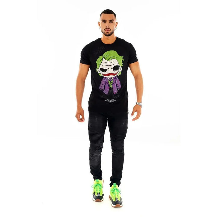 George V Men Crystal Joker T-Shirt (Black)-Nexus Clothing