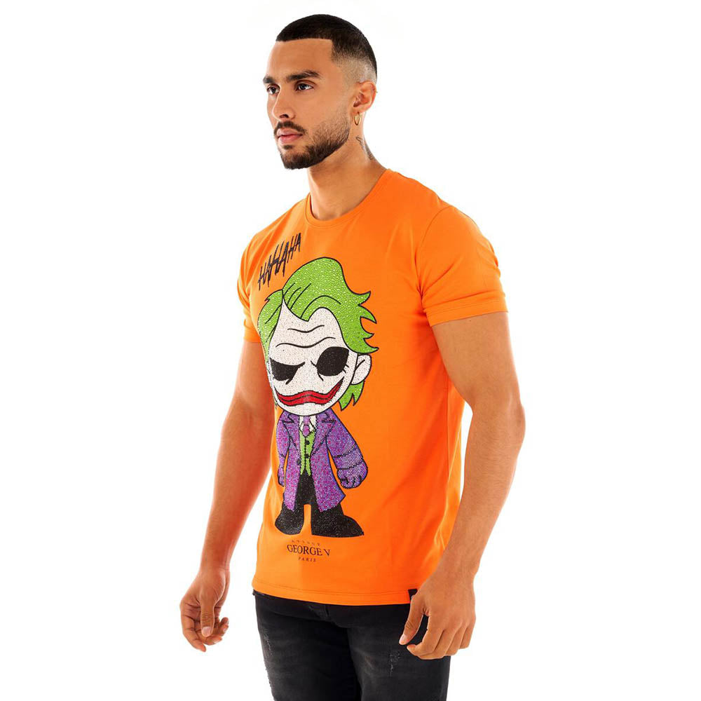 George V Men Crystal Joker T-Shirt (Orange)-T-Shirts-George V- Nexus Clothing