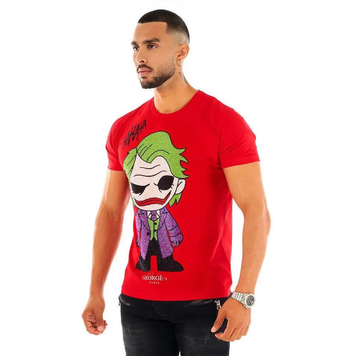 George V Men Crystal Joker T-Shirt (Red)-Nexus Clothing