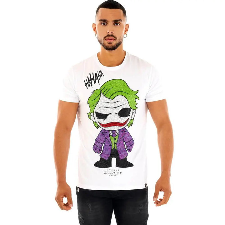 George V Men Crystal Joker T-Shirt (White)-WHITE-Small-Nexus Clothing