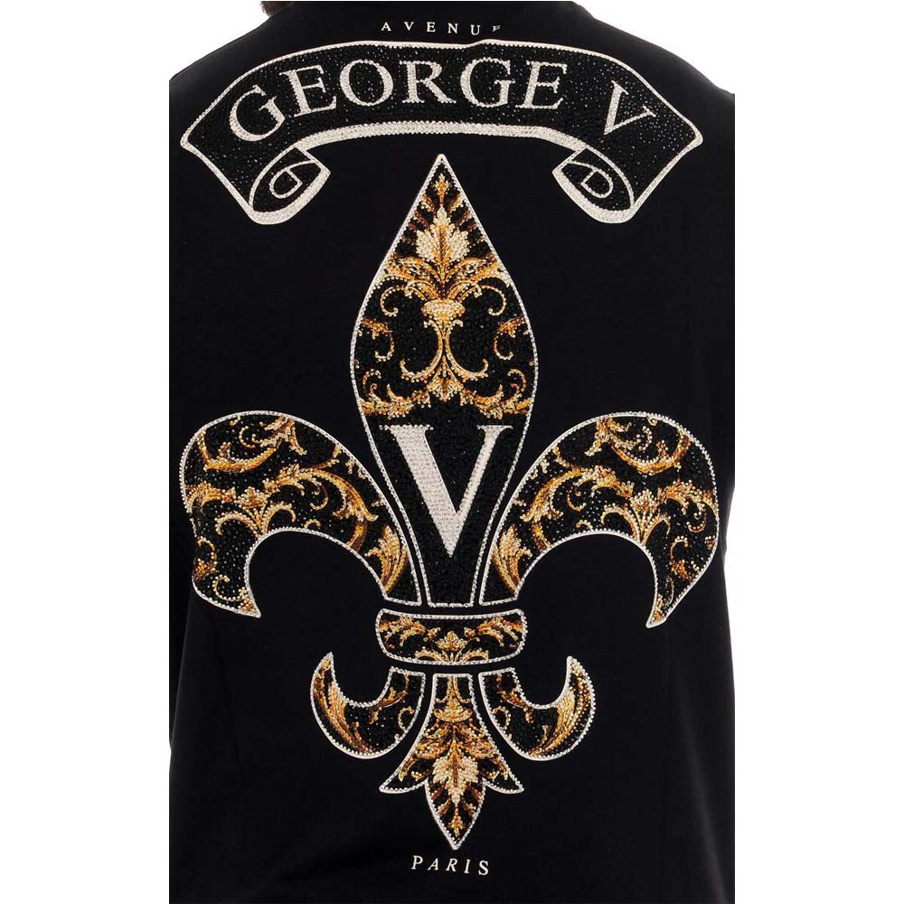 George V Men Lys Flower GV Avenue Paris Tee (Black)-Nexus Clothing