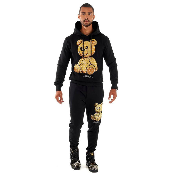 George V Men Teddy Jogger (Black Yellow)-Nexus Clothing