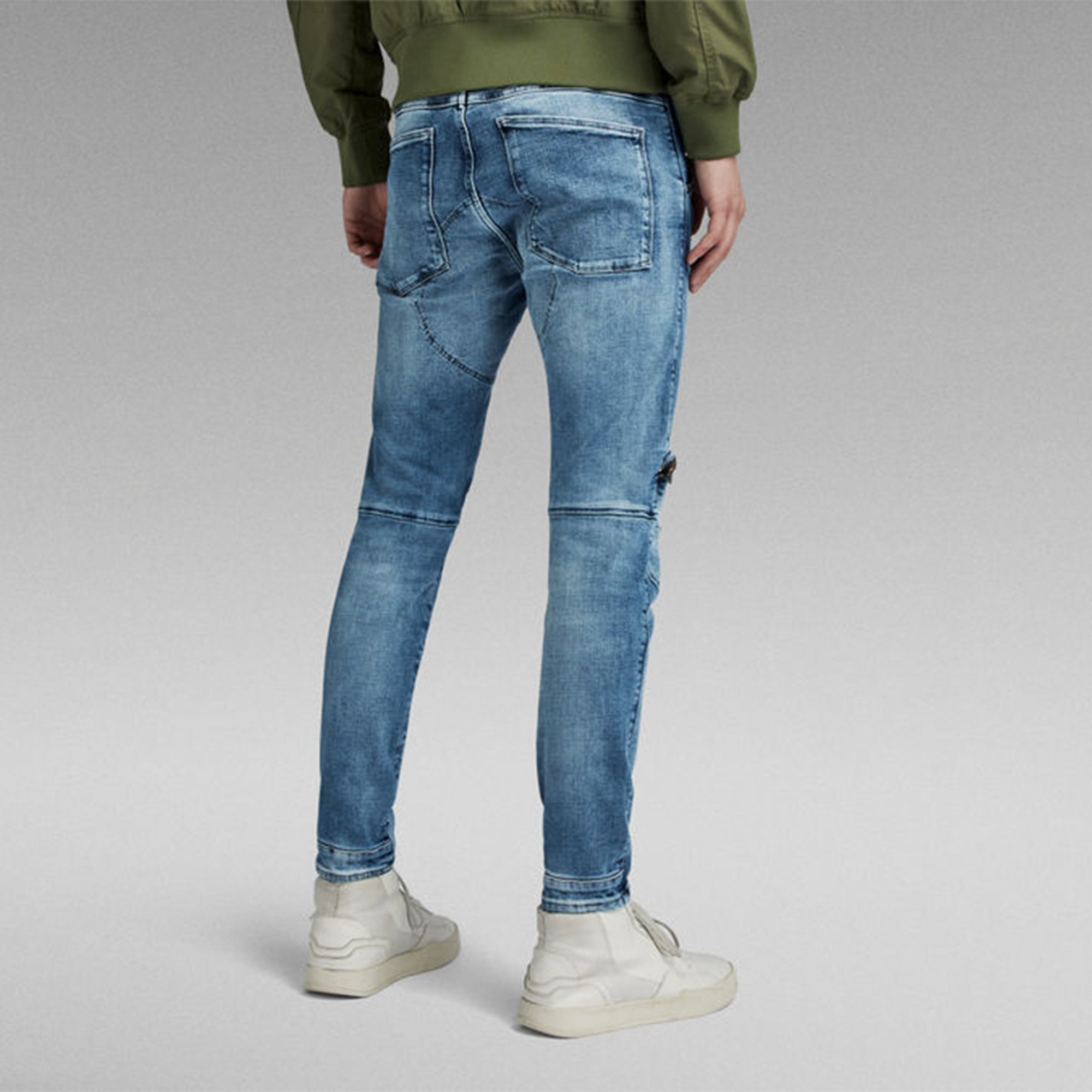 Gstar Raw Men 3D Zip Knee Skinny Jeans (Sun Faded Azurit)-Nexus Clothing