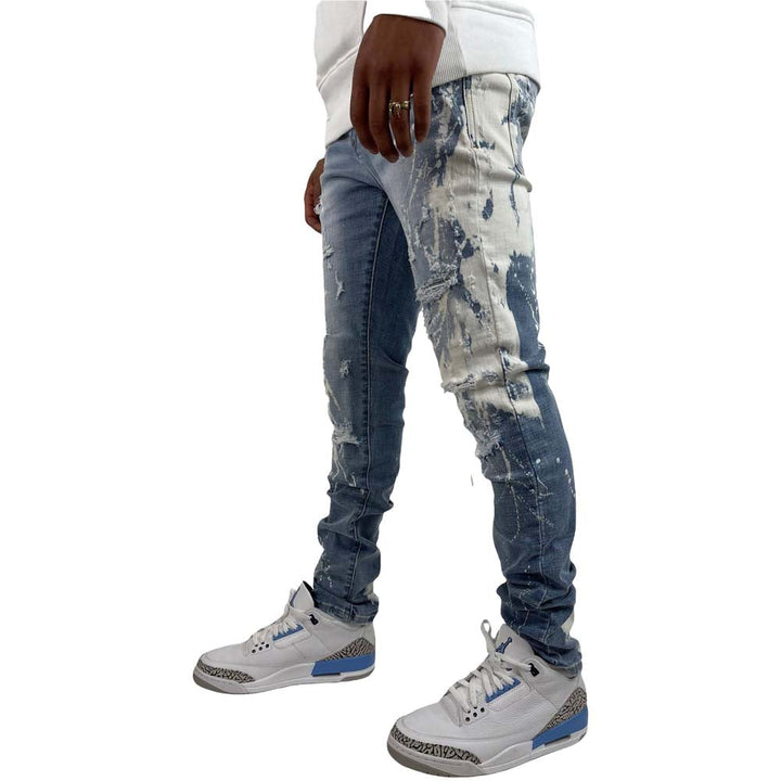 Industrial Indigo Men Bleached Indigo Jeans (Indigo)-Nexus Clothing