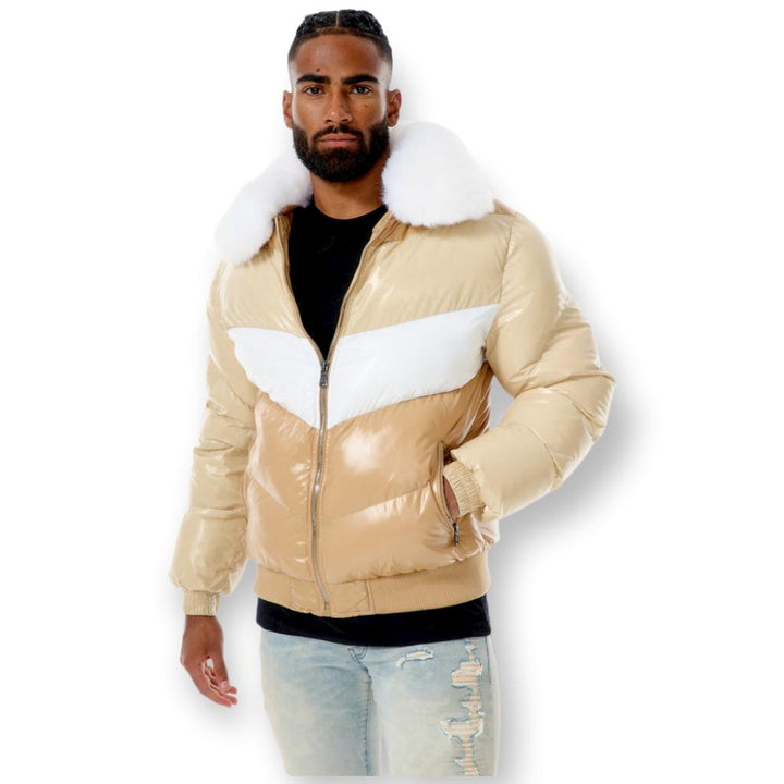 Jordan Craig Men Blocked Puffer Jacket (Sand)-Nexus Clothing