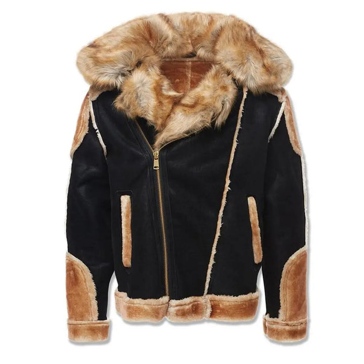 Jordan Craig Men EL Jefe Shearling Moto Jacket (Black Coffee)-Nexus Clothing