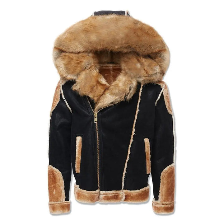 Jordan Craig Men EL Jefe Shearling Moto Jacket (Black Coffee)-Nexus Clothing