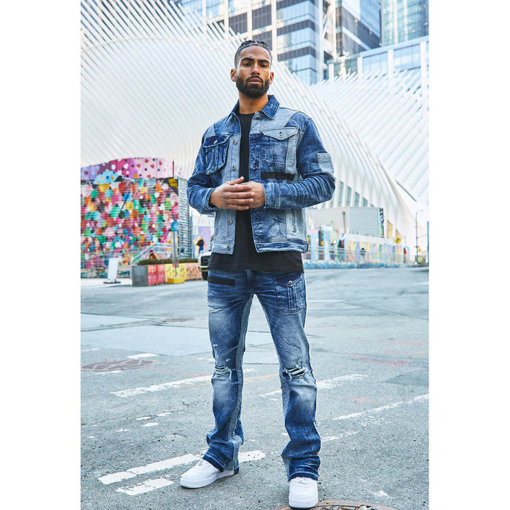 Jordan Craig Men Fort Greene Denim Trucker Jacket (Tonal Blue)-Nexus Clothing