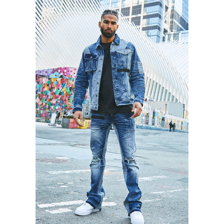 Jordan Craig Men Fort Greene Denim Trucker Jacket (Tonal Blue)-Nexus Clothing