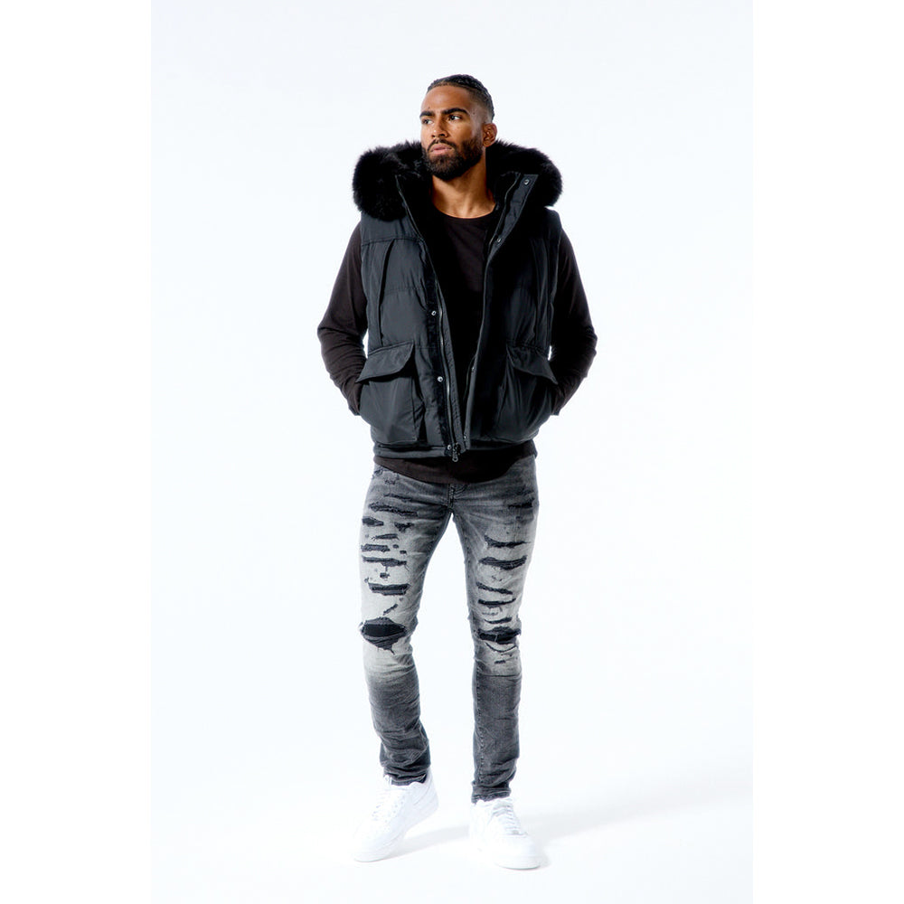 Jordan Craig Men Yukon Fur Puffer Vest (Black)-Nexus Clothing