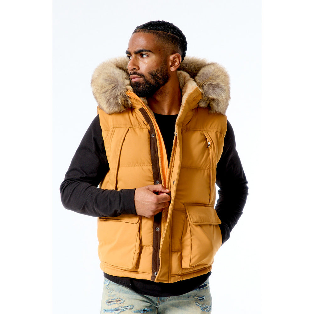 Jordan Craig Men Yukon Fur Puffer Vest (Wheat)-Nexus Clothing