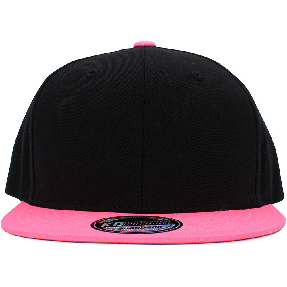 KB Ethos Men Basic Two Tone plain snapback hats (Black Pink) 2