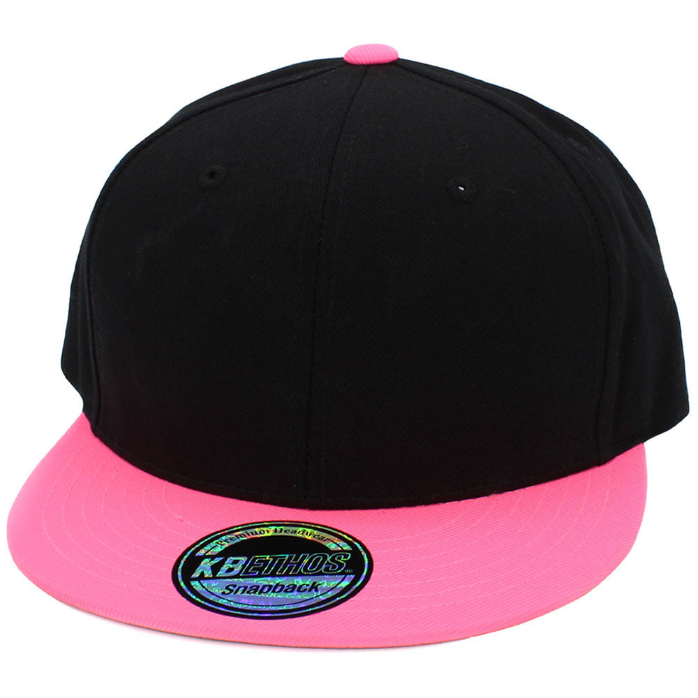 KB Ethos Men Basic Two Tone plain snapback hats (Black Pink) 1