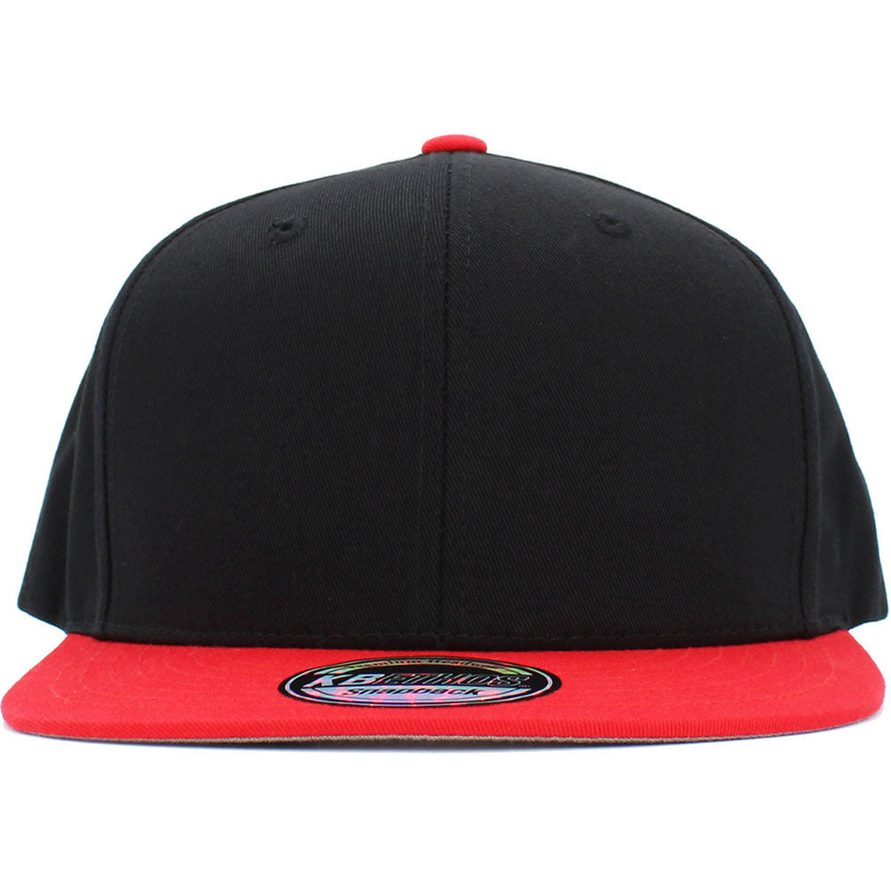 KBEthos Men Basic Two Tone Basic Snapback Hat (Black Red) 2