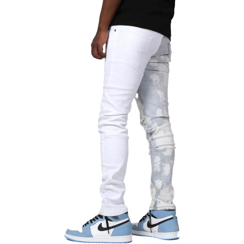 KDNK Bleached Contrast Jeans (White)-Nexus Clothing