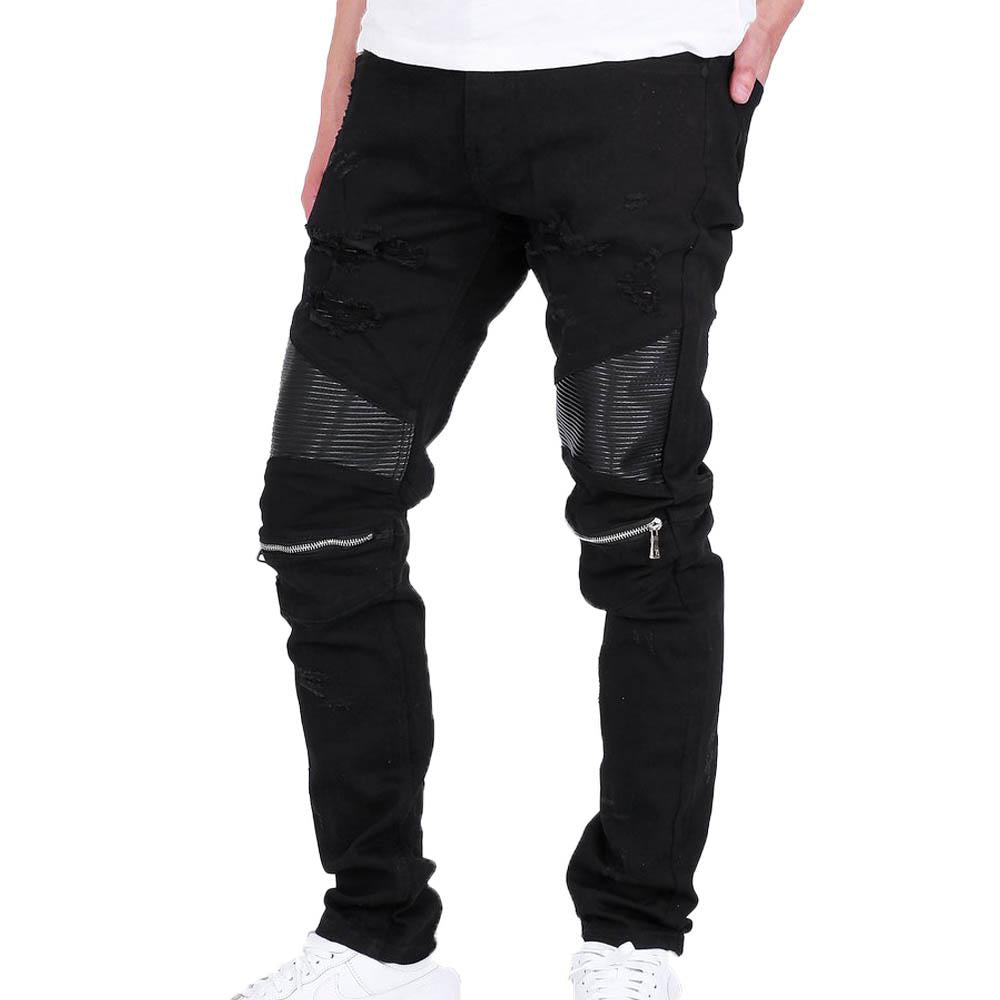 KDNK Knee Zipped Moto Pants Black