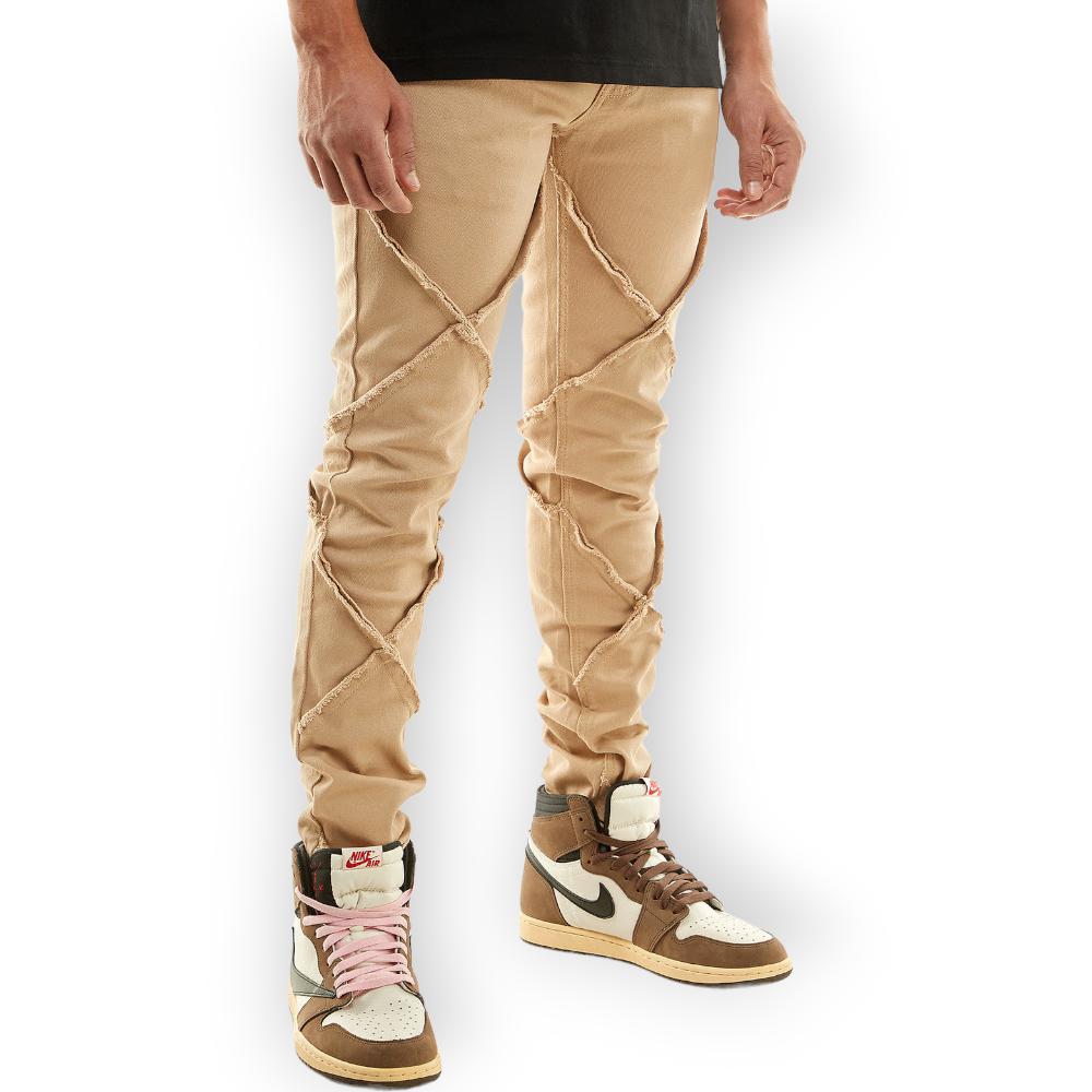 KDNK Men Cut & Sew Pants (Khaki)-Nexus Clothing
