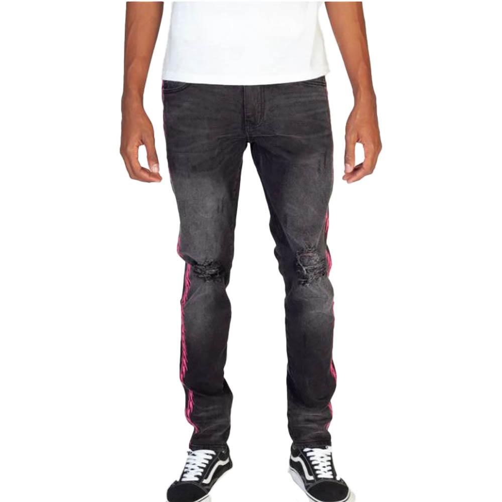 KDNK Men Neon Embroidered Jeans (Dark Medium Grey)