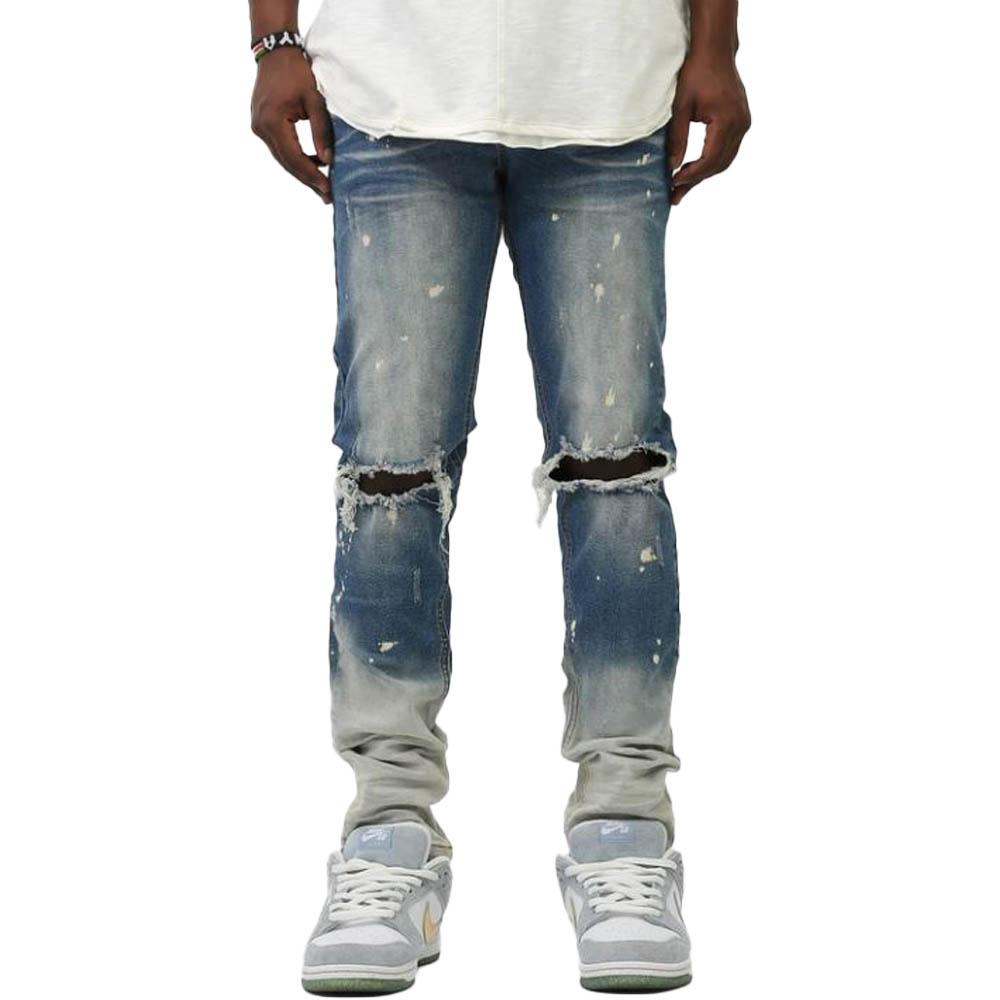 KDNK Men Ombre Bleached Jeans (Dark Blue)-Dark Blue-32W X 32L-Nexus Clothing