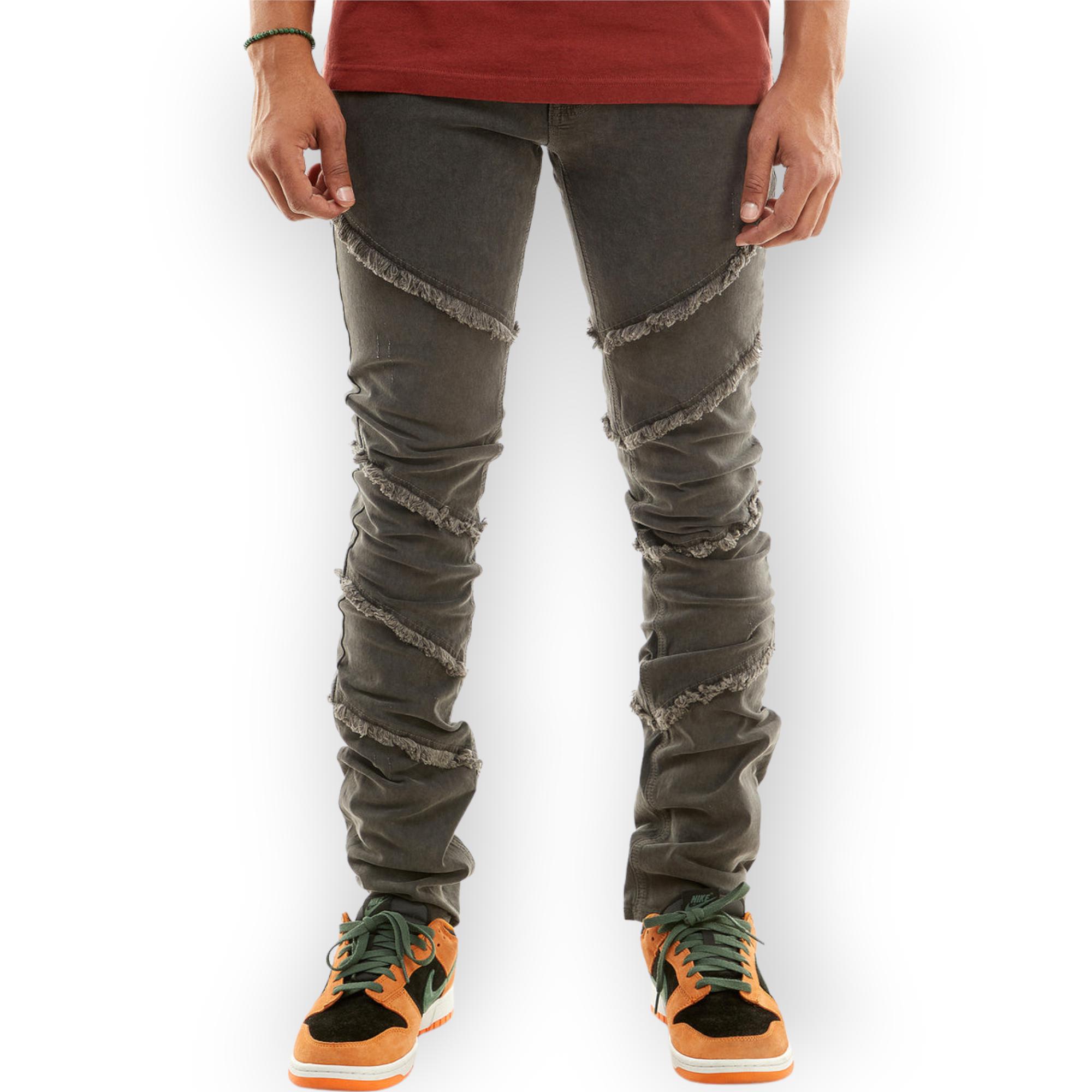 KDNK Men Panelled V2 Skinny Jeans (Grey)-Grey-38W X 32L-Nexus Clothing