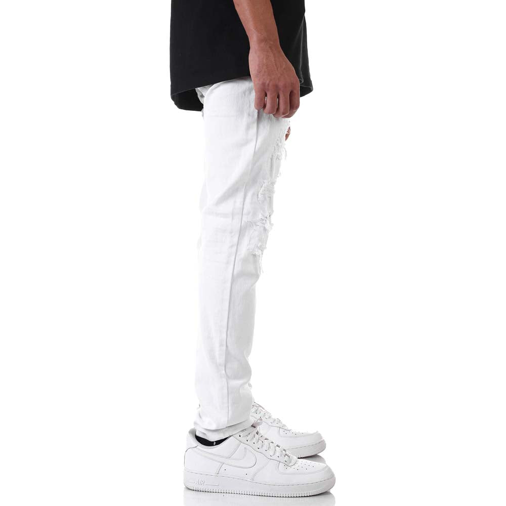 KDNK Men Patched Distress (White)-Nexus Clothing