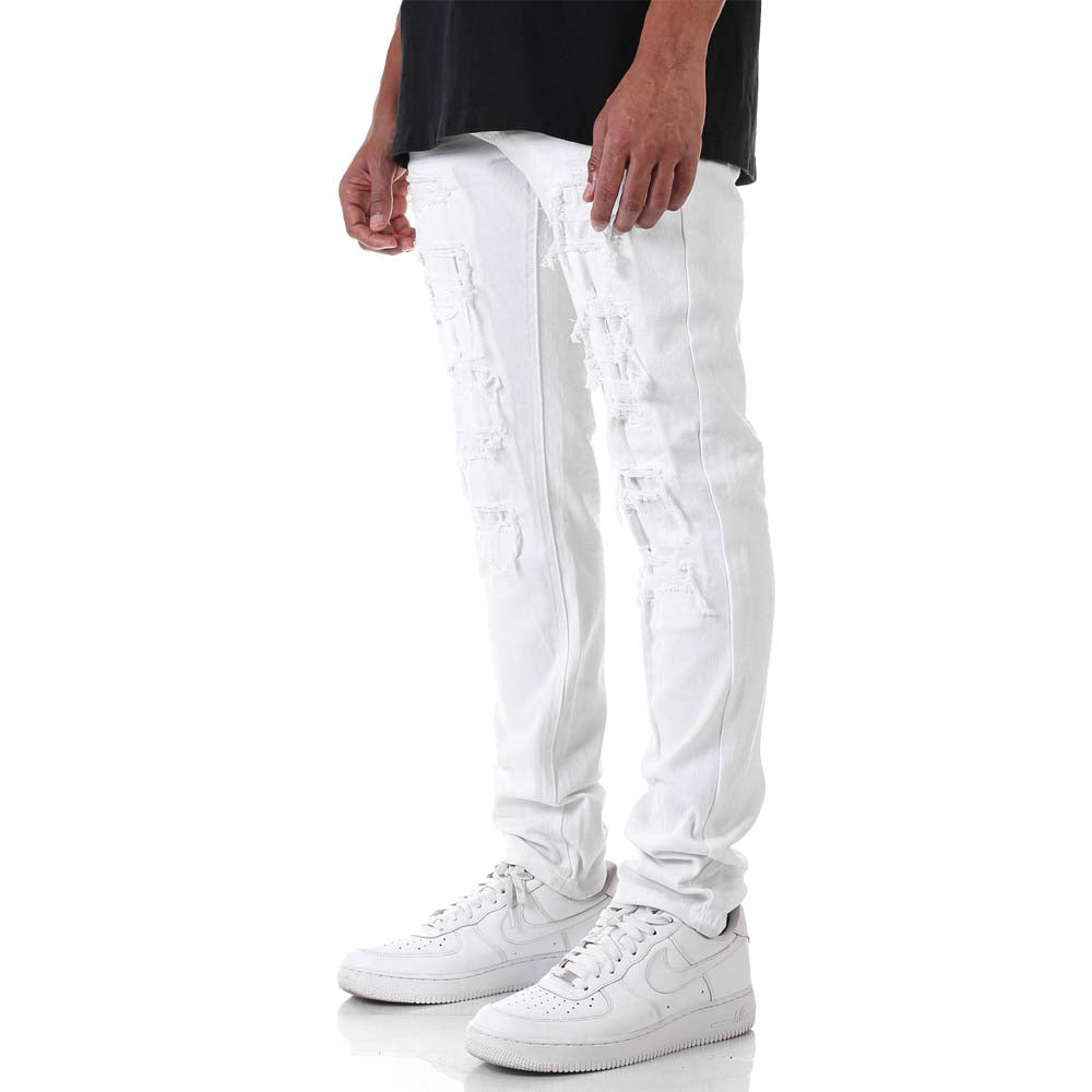KDNK Men Patched Distress (White)-Nexus Clothing
