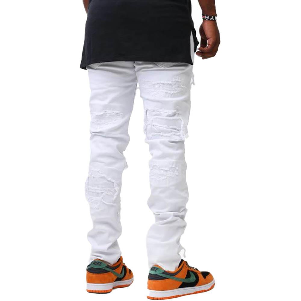 KDNK Men Rip & Repair Pants (White)-Nexus Clothing