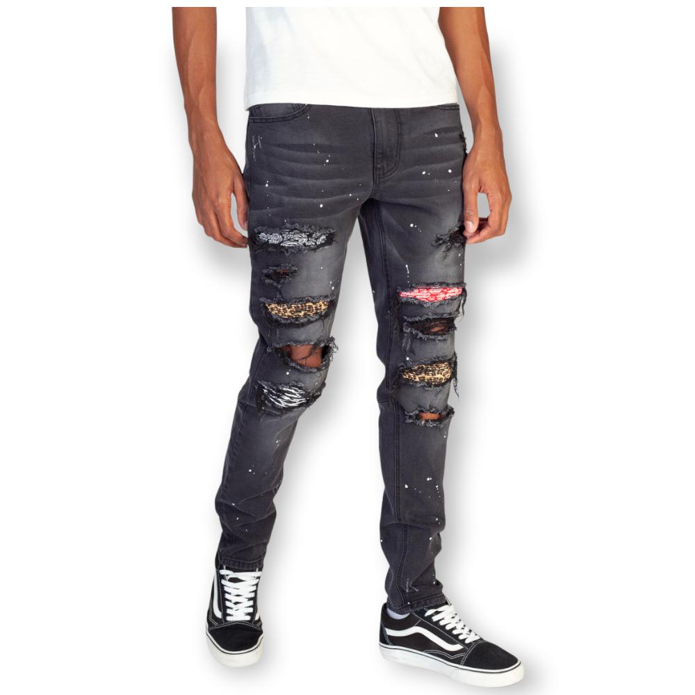KDNK Multi Patched Jeans (Black)