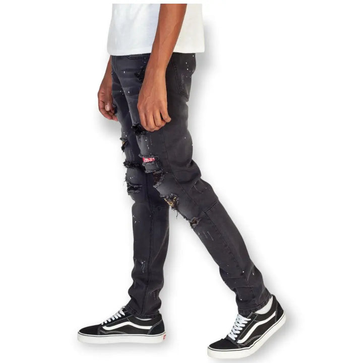 KDNK Multi Patched Jeans (Black)-Nexus Clothing