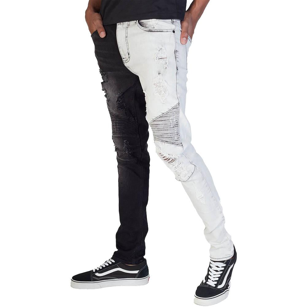 KDNK Pintuck Contrast Moto Jeans Black