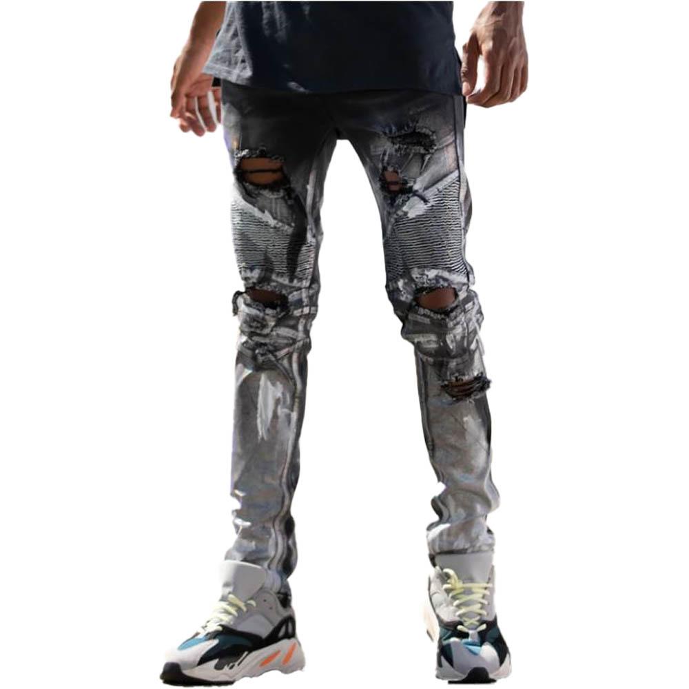 KDNK Prismatic Paint Moto Jeans (BLACK)