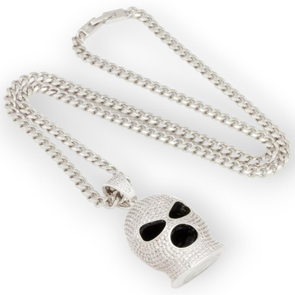 King Ice Men Ski Mask Goon Necklace (White Gold)-White Gold-OneSize-Nexus Clothing