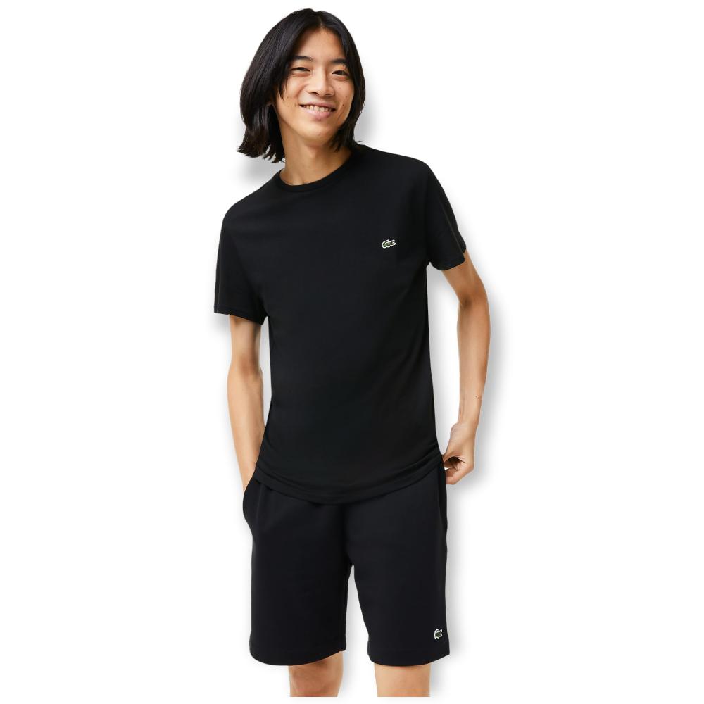 LACOSTE Men Crew Neck Pima Cotton Jersey T-Shirt (Black)-Nexus Clothing