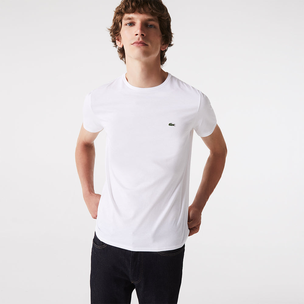 LACOSTE Men Crew Neck Pima Cotton Jersey T-Shirt (White)-Nexus Clothing