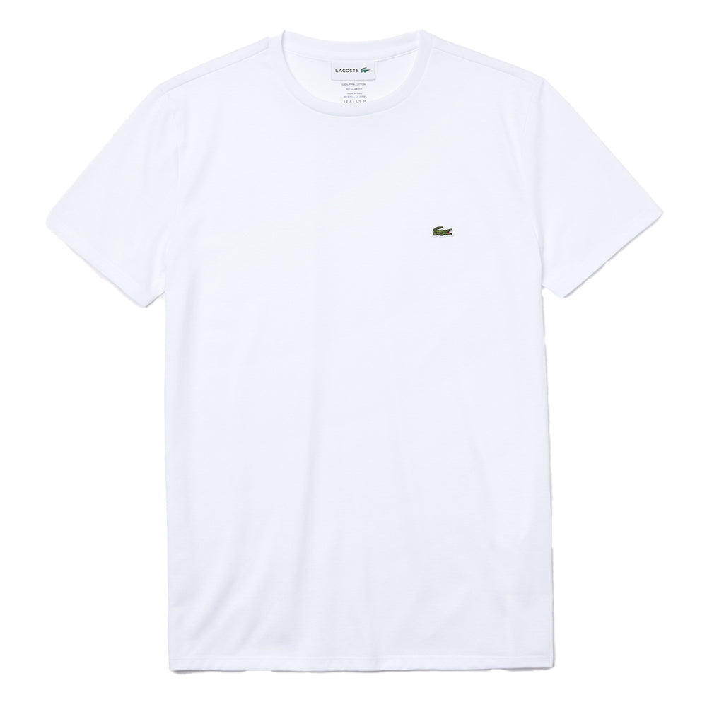 LACOSTE Men Crew Neck Pima Cotton Jersey T-Shirt (White)-White-XX-Large-Nexus Clothing