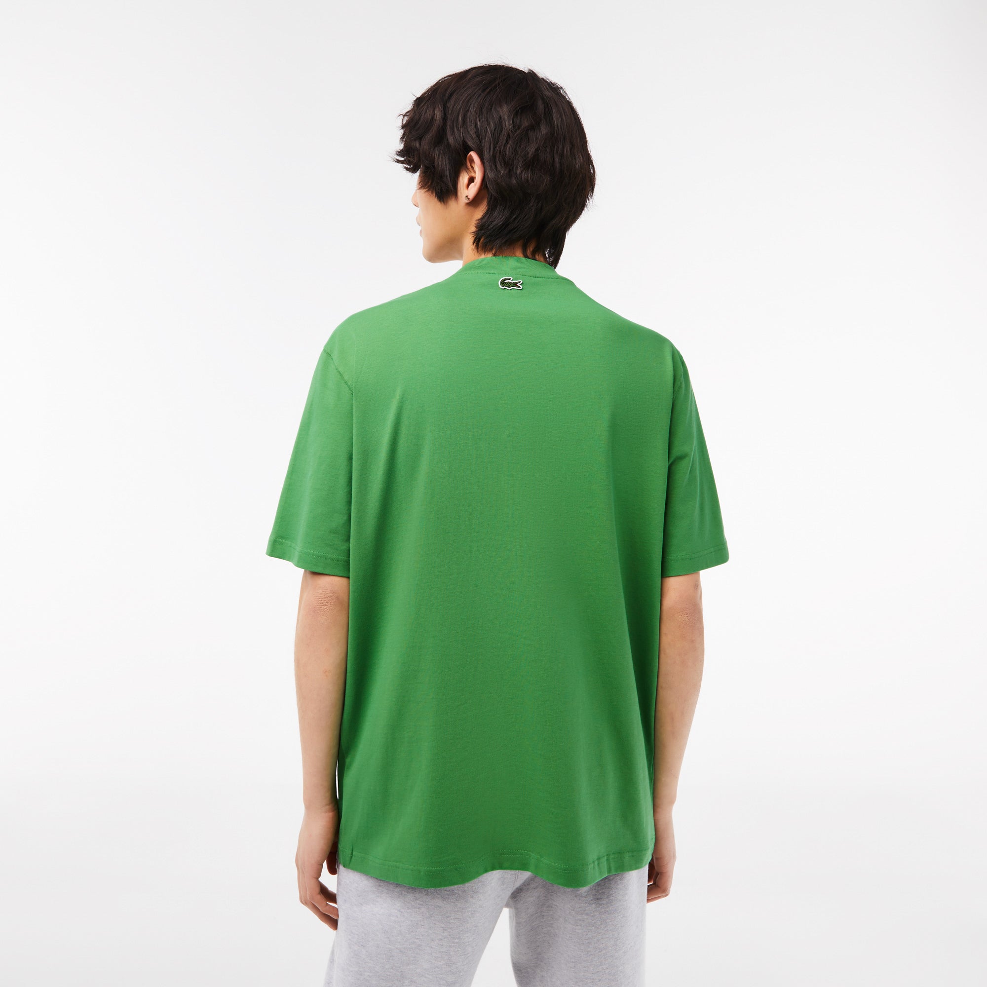 LACOSTE Men Round Neck Loose Fit Crocodile Print T-Shirt (Green)2