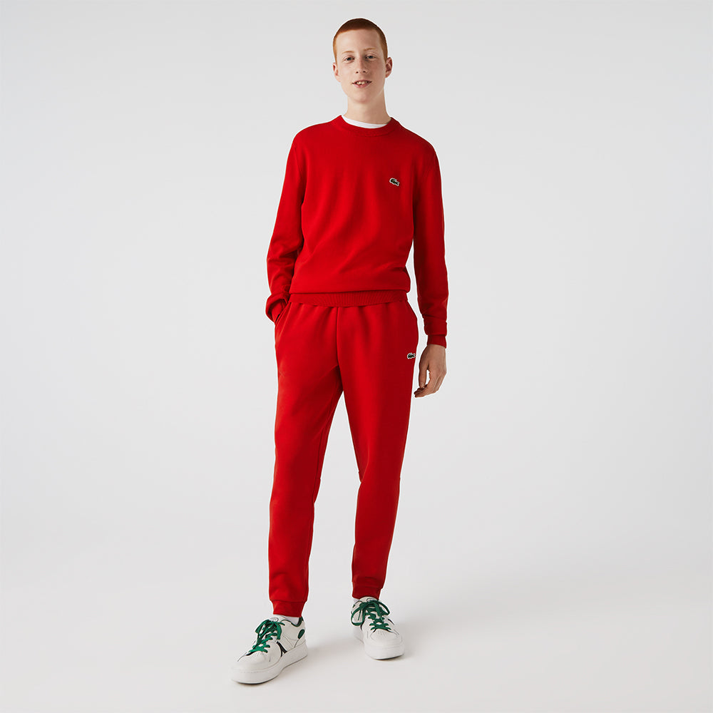 LACOSTE Men’s Lacoste Tapered Fit Fleece Trackpants (Red)-Nexus Clothing