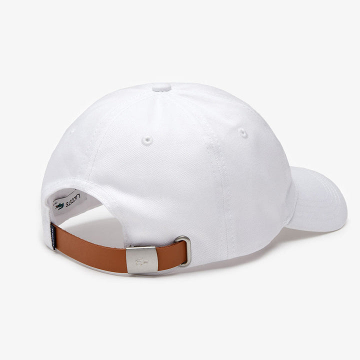 LACOSTE Unisex Contrast Strap And Oversized Crocodile Cotton Cap (White)-Nexus Clothing