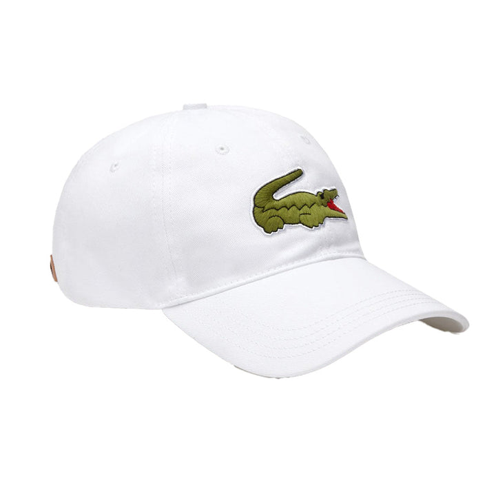 LACOSTE Unisex Contrast Strap And Oversized Crocodile Cotton Cap (White)-White-OneSize-Nexus Clothing