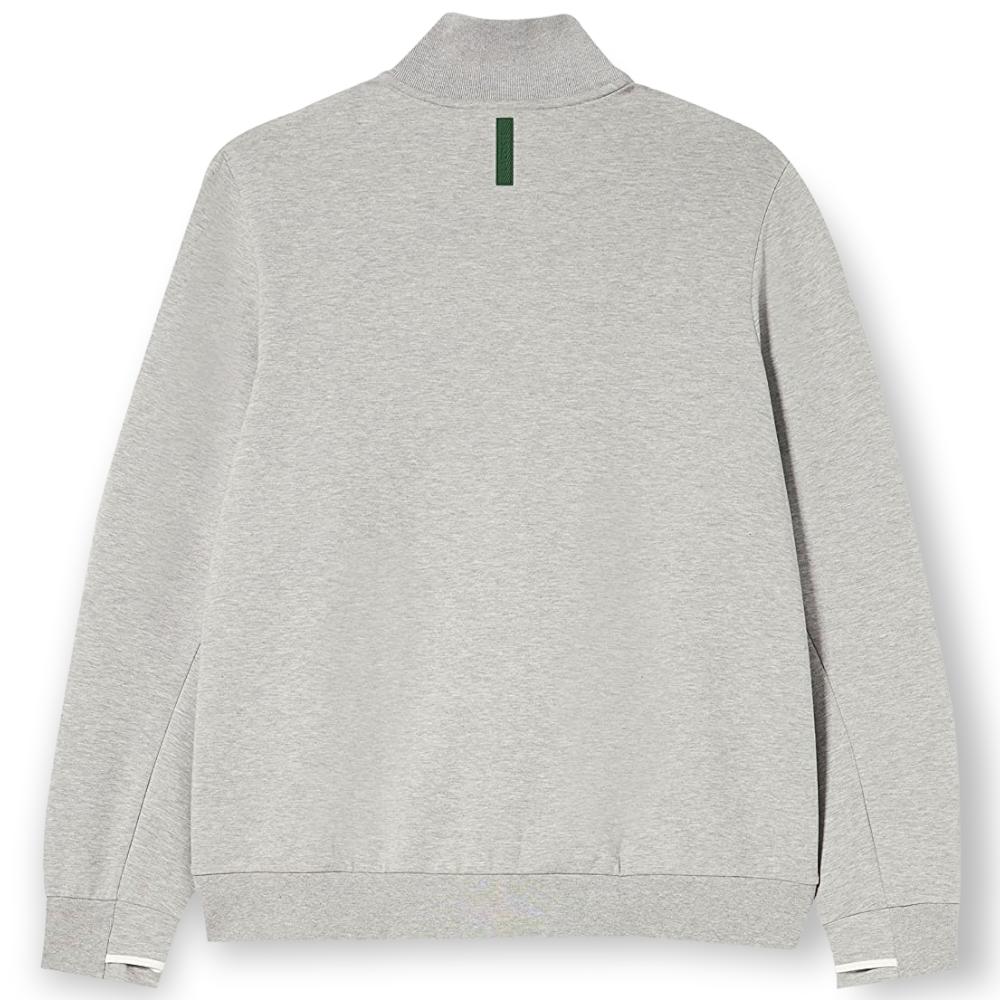 Lacoste Men High-Neck Cotton Blend Zip Sweatshirt(Grey Chine)