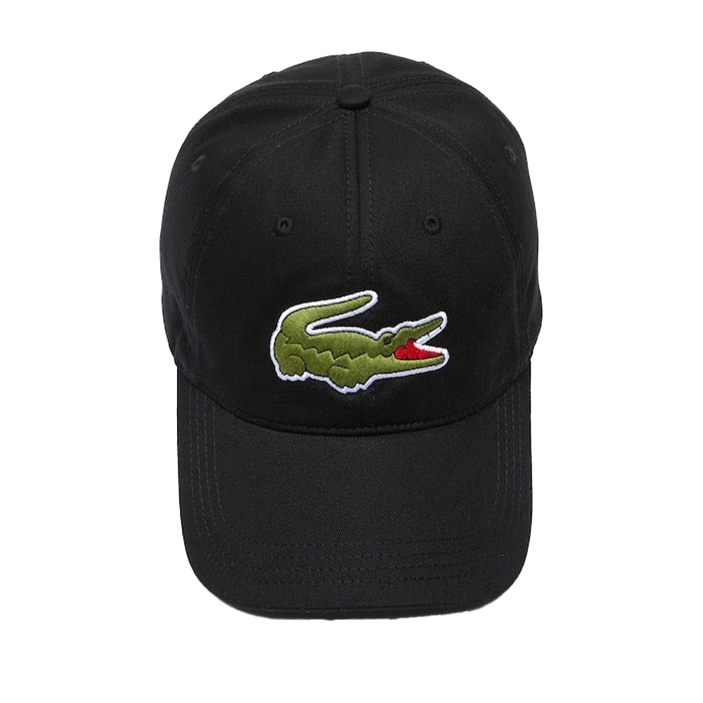 Lacoste Men Oversized Croc Dad Hat (Black)-Black-OneSize-Nexus Clothing