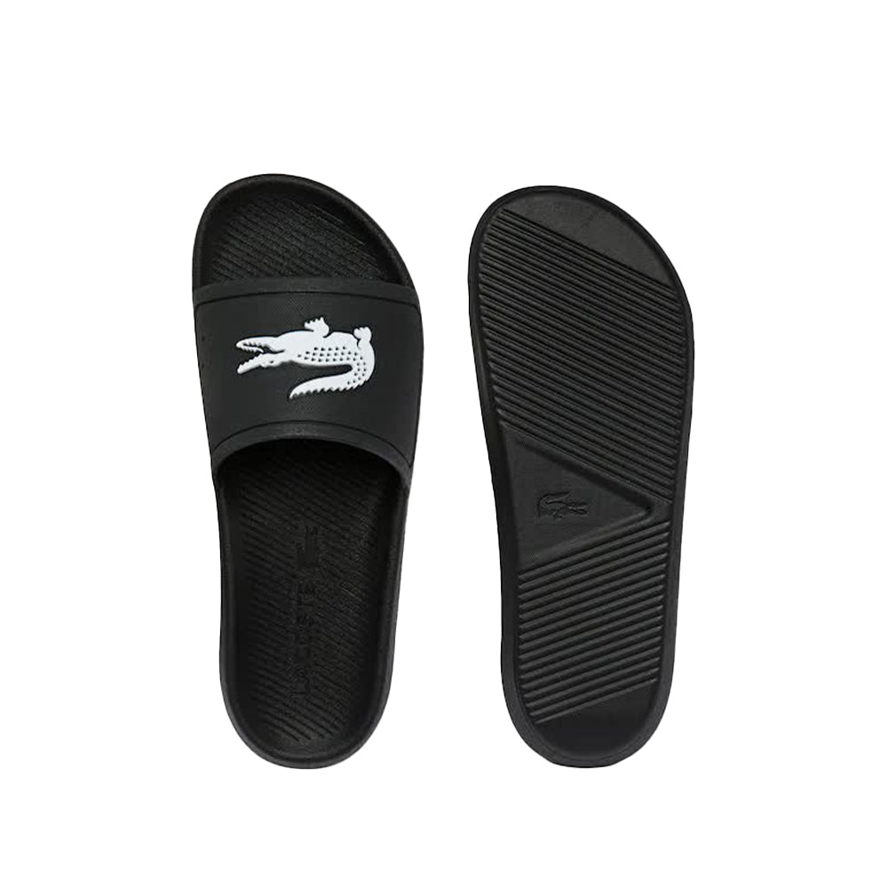 Lacoste Men's Croco Synthetic Slides (Black White)2