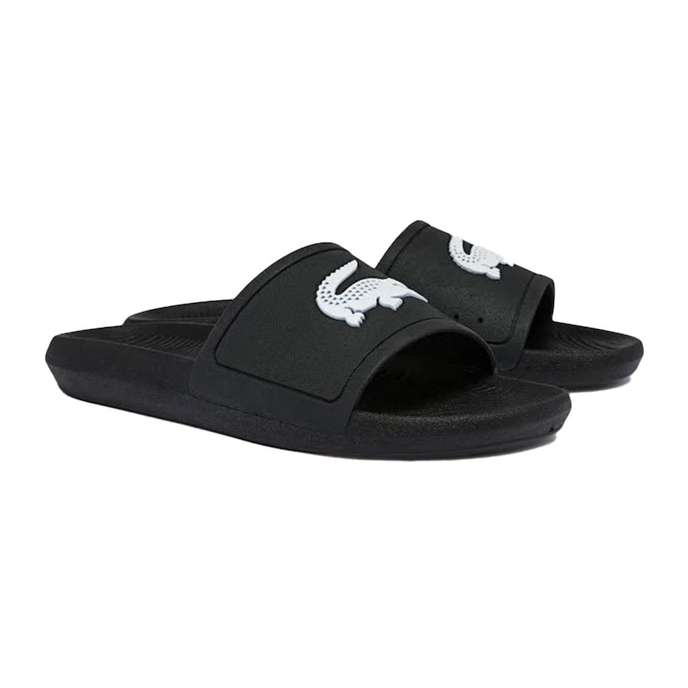 Lacoste Men's Croco Synthetic Slides (Black White)-Nexus Clothing