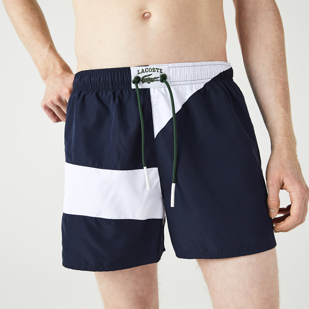 Lacoste Men's Heritage Graphic Patch Light Swimming Trunks (Navy)-Nexus Clothing