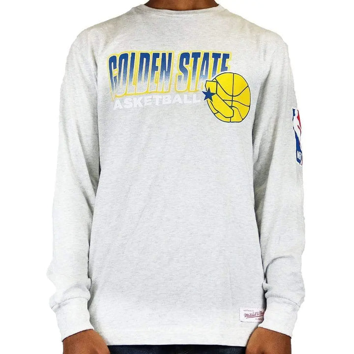 Mitchell & Ness Golden State Warriors Long Sleeve Tee (Grey) Mitchell & Ness Golden State Warriors Long Sleeve Tee (Grey)