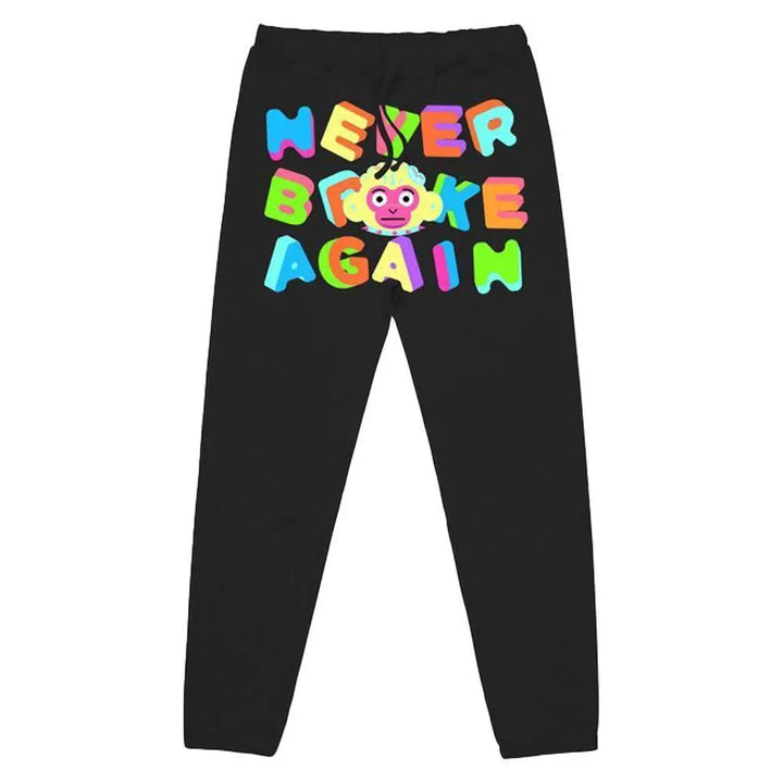 Never Broke Again Monkey In The Middle Joggers Black-Black-Small-Nexus Clothing